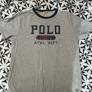 Polo by Ralph Lauren Gray Tee with Navy Accents